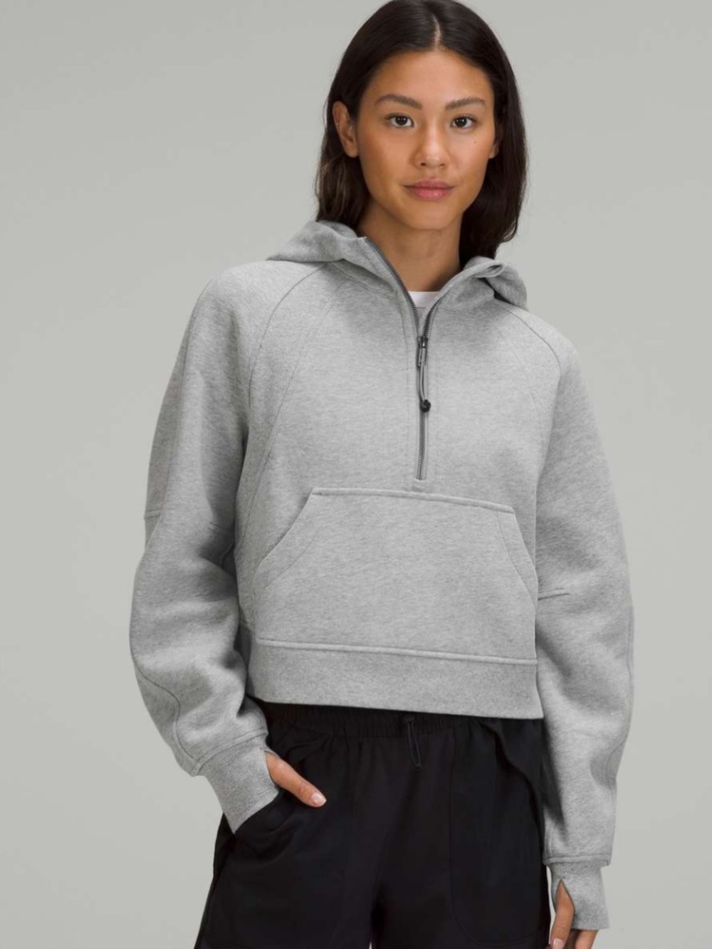 lululemon Scuba Oversized Gray Half-Zip Hooded Pullover